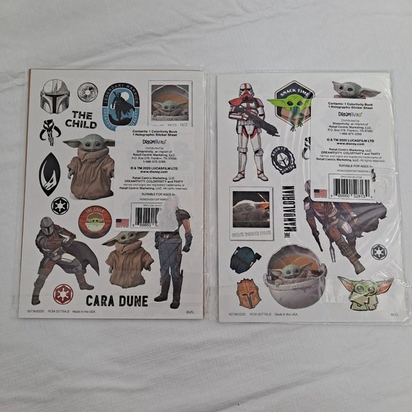 Star Wars Baby Yoda Coloring Book Holographic Sticker Set 2 pack - Picture 4 of 16
